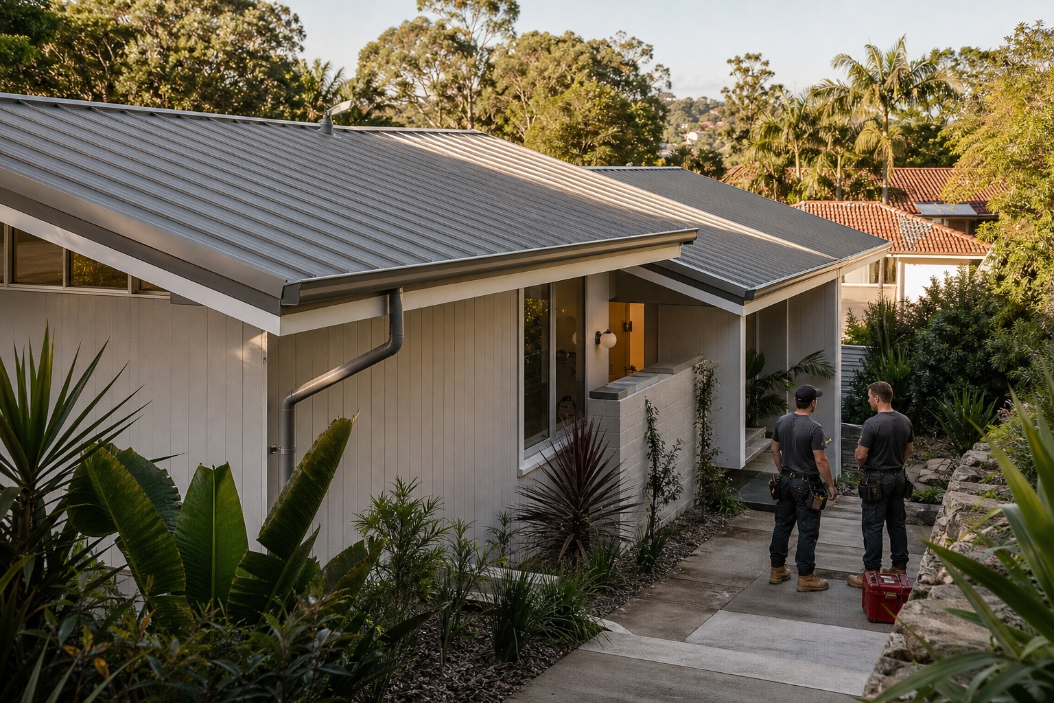 Completed metal roof and drainage replacement